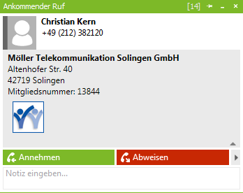 Integration mit ProCall Enterprise - screenshot