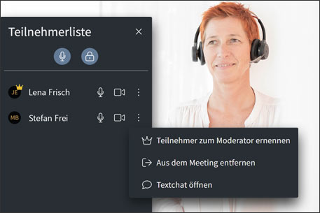 ProCall Meetings Moderatorenrechte Software Mockup