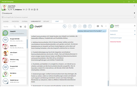 ChatGPT in ProCall 8 Enterprise
