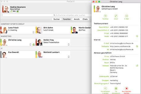 ProCall Enterprise - UC und CTI für den Mac - screenshot